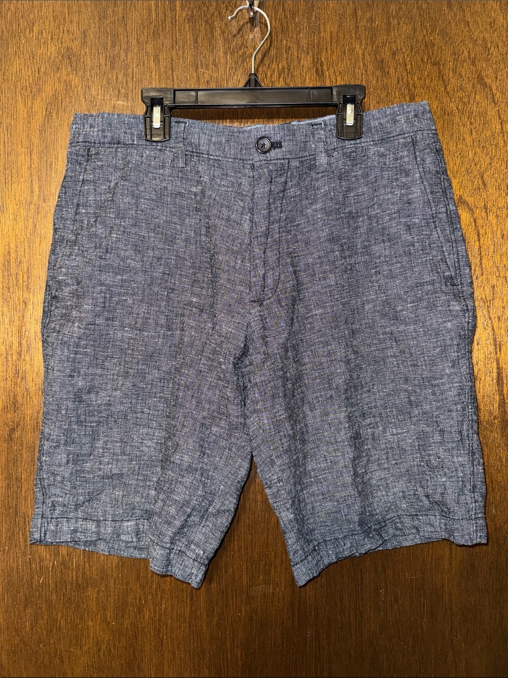 Men's Linen-Blend Casual Shorts - Blue/Gray